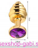 Zlatý kovový análny kolík MALÝ (S) rebierkovitý 