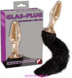 Sklenený análny kolík s chvostom GLASS PLUG