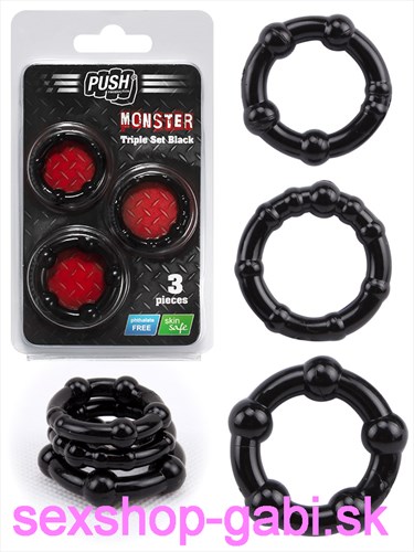 Push Monster Cockring - Triple Set Black